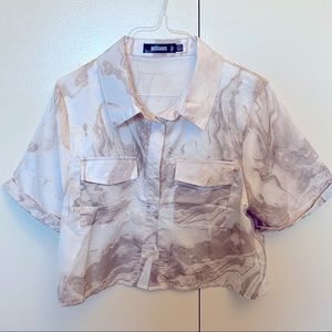 Marble button down crop top 🌻